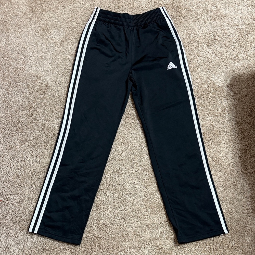 Adidas Kids Black Joggers with White Stripes